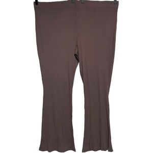 New ASOS Design Curve Ribbed Knit Flare Leg Pants Chocolate Brown Size 24